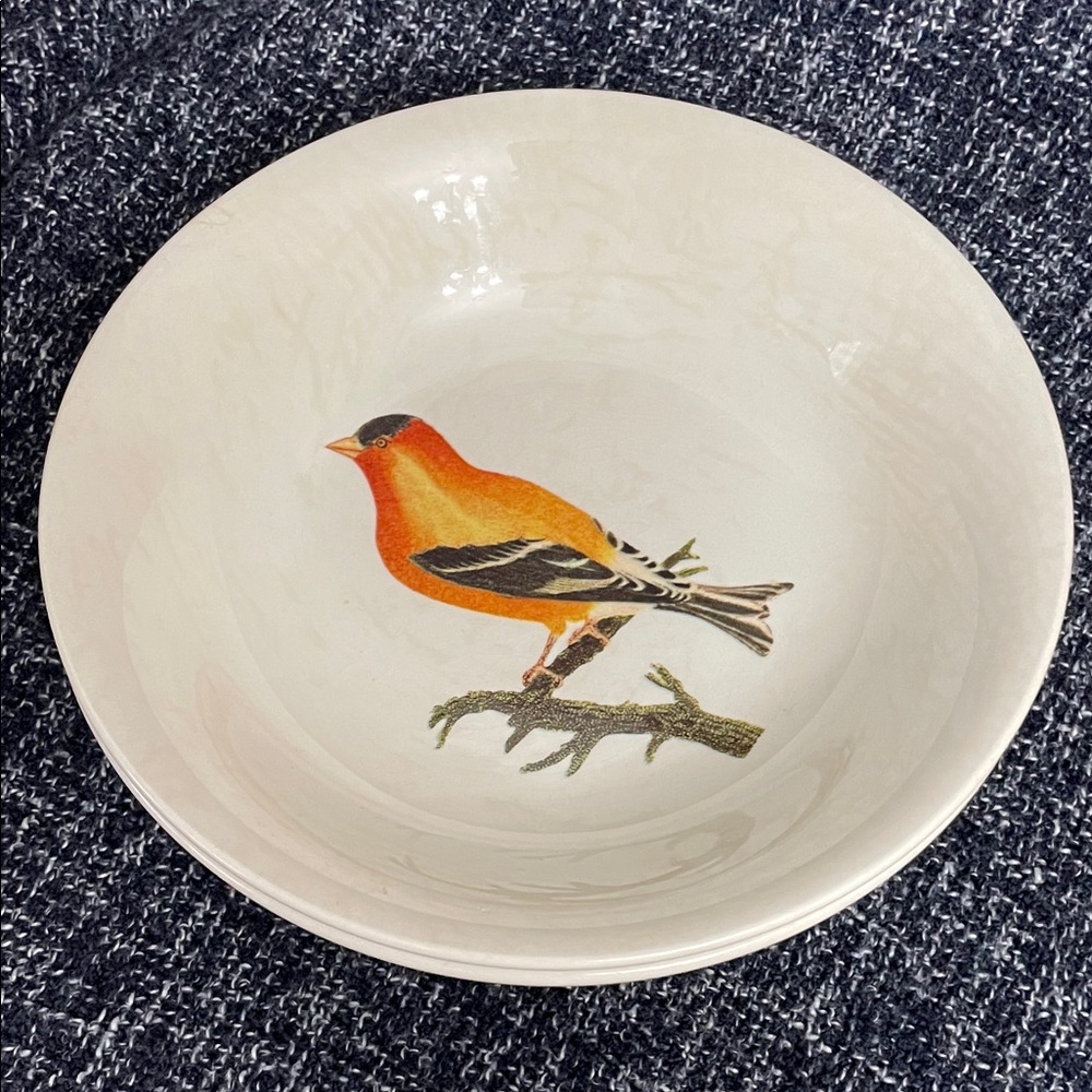 Orange Bird Coupe Cereal Bowls 6.75” Decoupage by Royal Stafford
